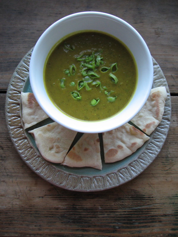 Curried Zucchini Soup with Naan
