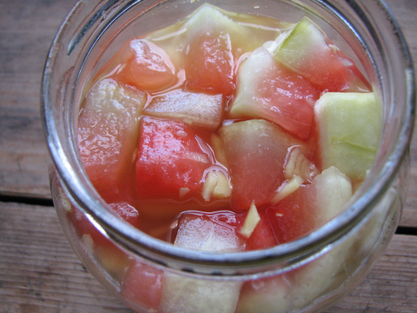 Pickled Watermelon Rind in Jar