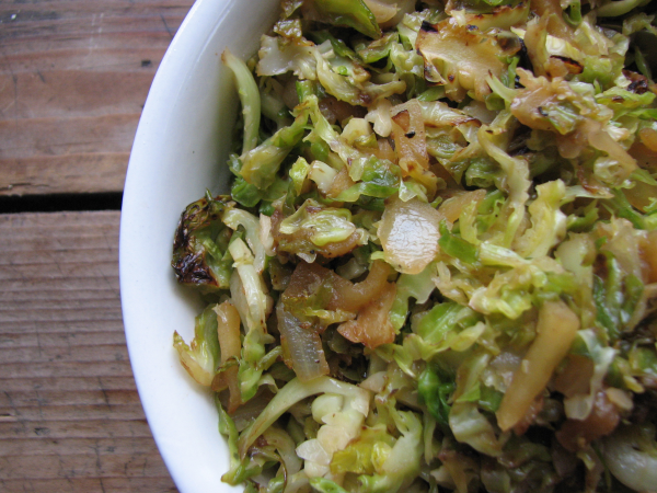 Sauteed Brussels Sprouts with Apples and Onions